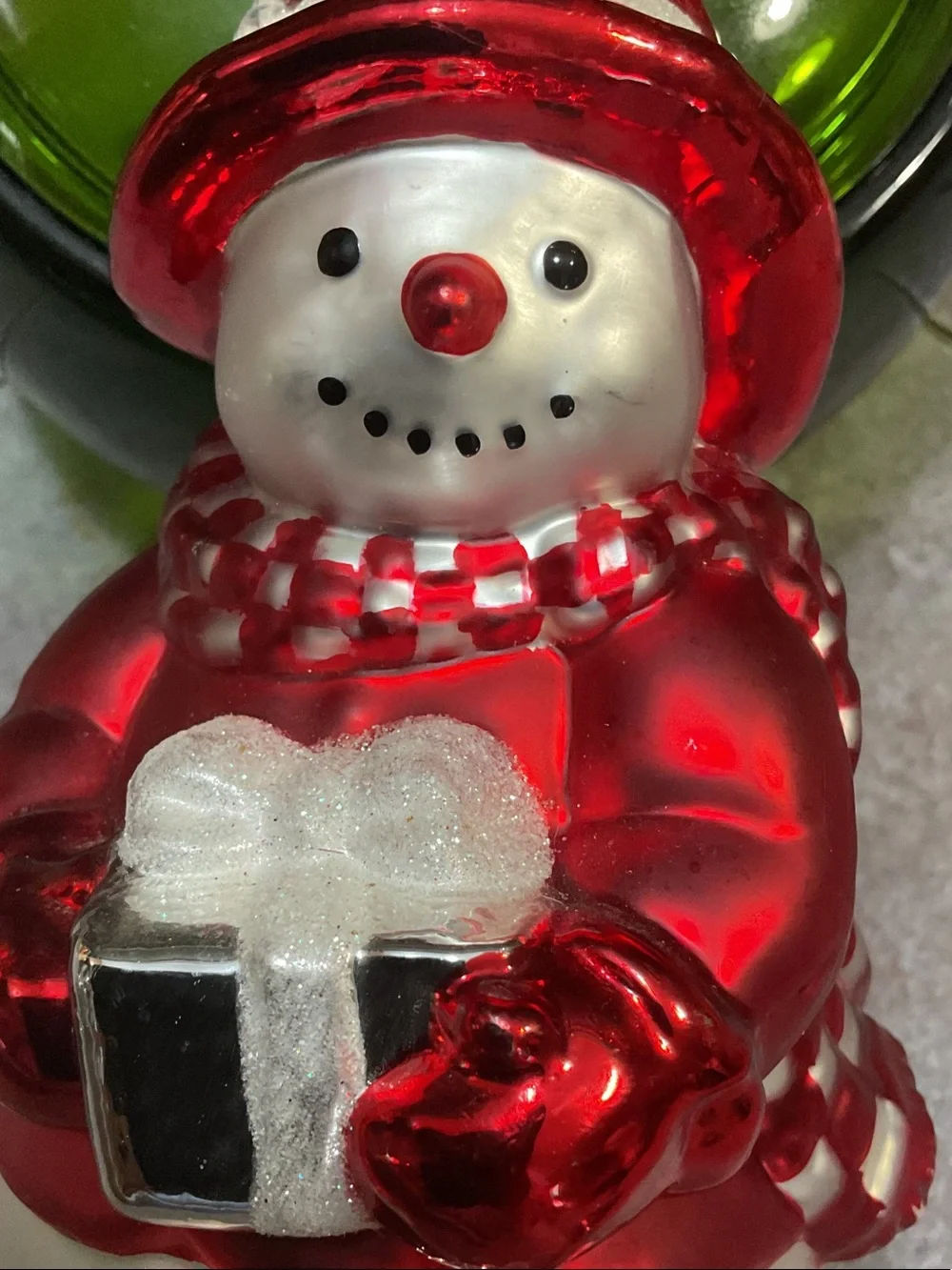 Red Snowman Holiday Ornament - Festive Home Holiday Decoration